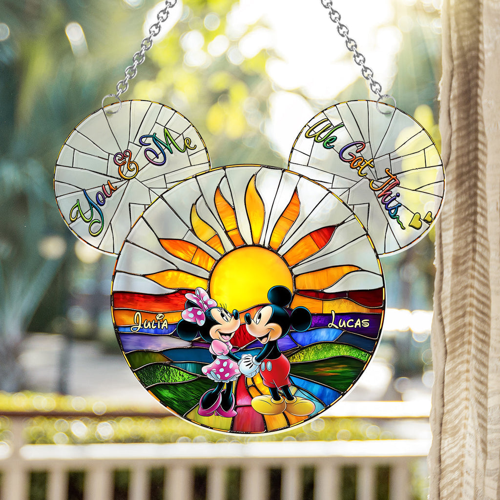 Personalized Mickey & Minnie Mouse Suncatcher Ornament Gift Window Hanging Suncatcher Ornament GradoCreations