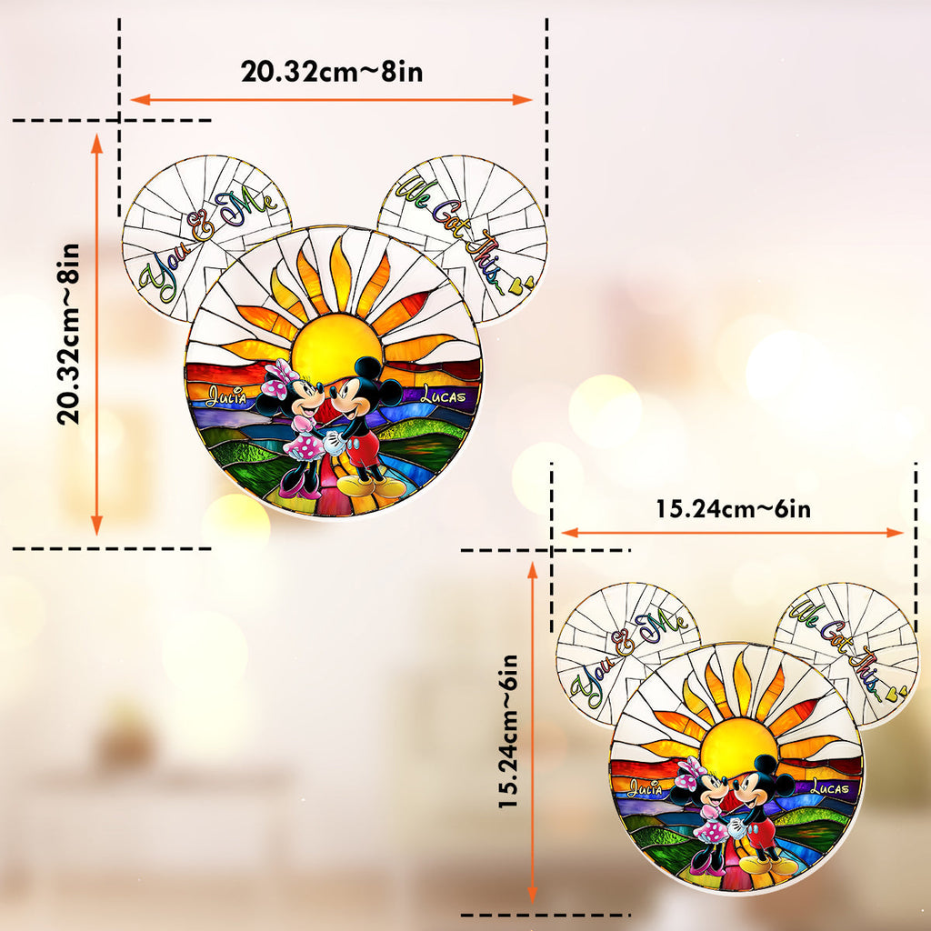 Personalized Mickey & Minnie Mouse Suncatcher Ornament Gift Window Hanging Suncatcher Ornament GradoCreations