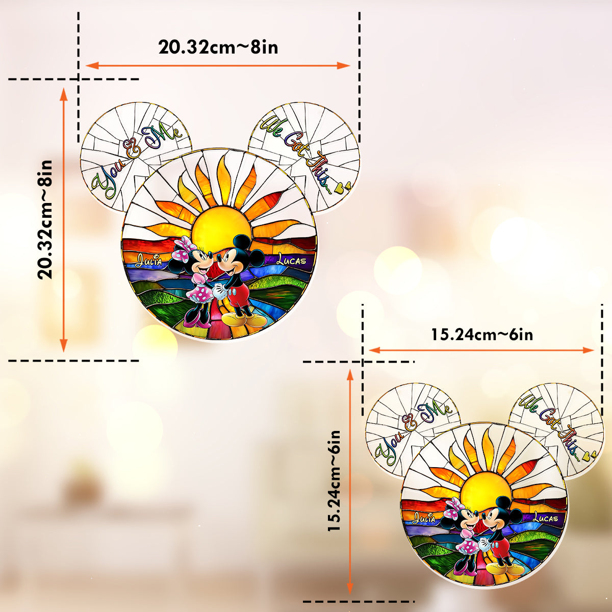 Personalized Mickey & Minnie Mouse Suncatcher Ornament Gift Window Hanging Suncatcher Ornament GradoCreations