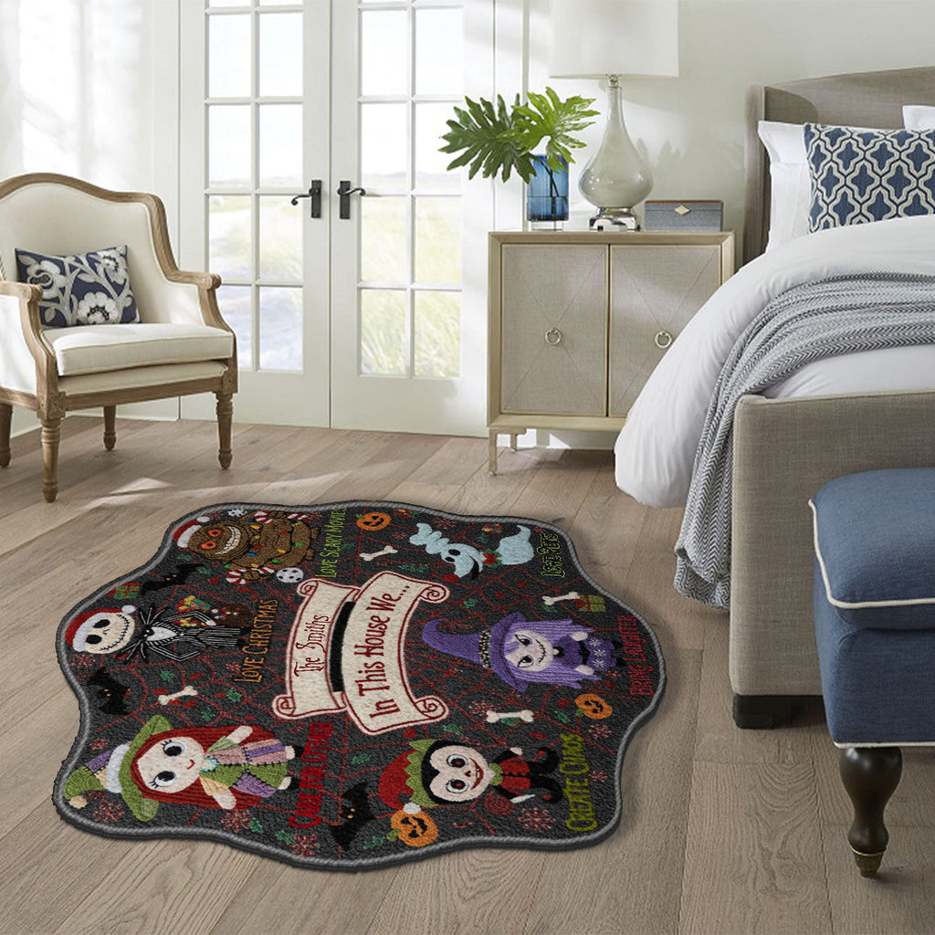 Personalized Nightmare Before Christmas Non-Slip Rug Custom Family Name Halloween Decor Non-Slip Tufted Rug GradoCreations