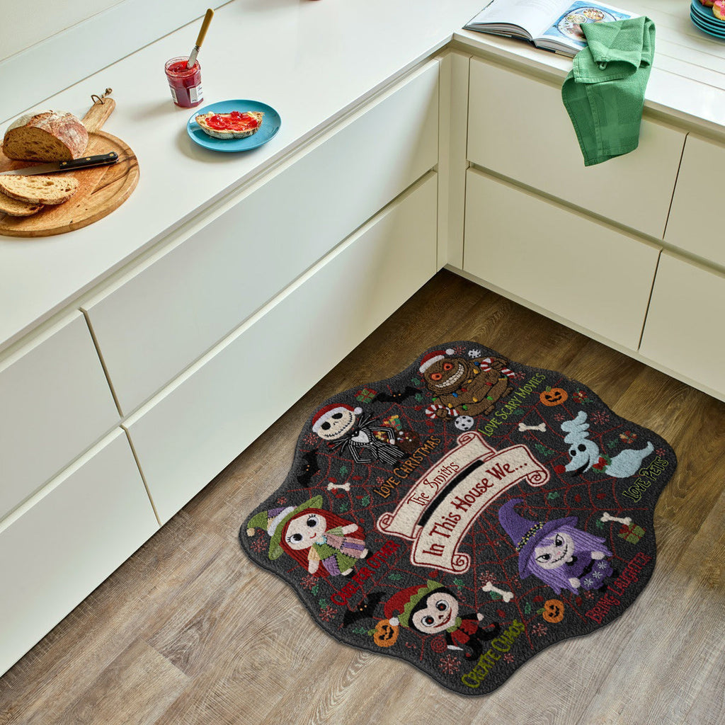 Personalized Nightmare Before Christmas Non-Slip Rug Custom Family Name Halloween Decor Non-Slip Tufted Rug GradoCreations