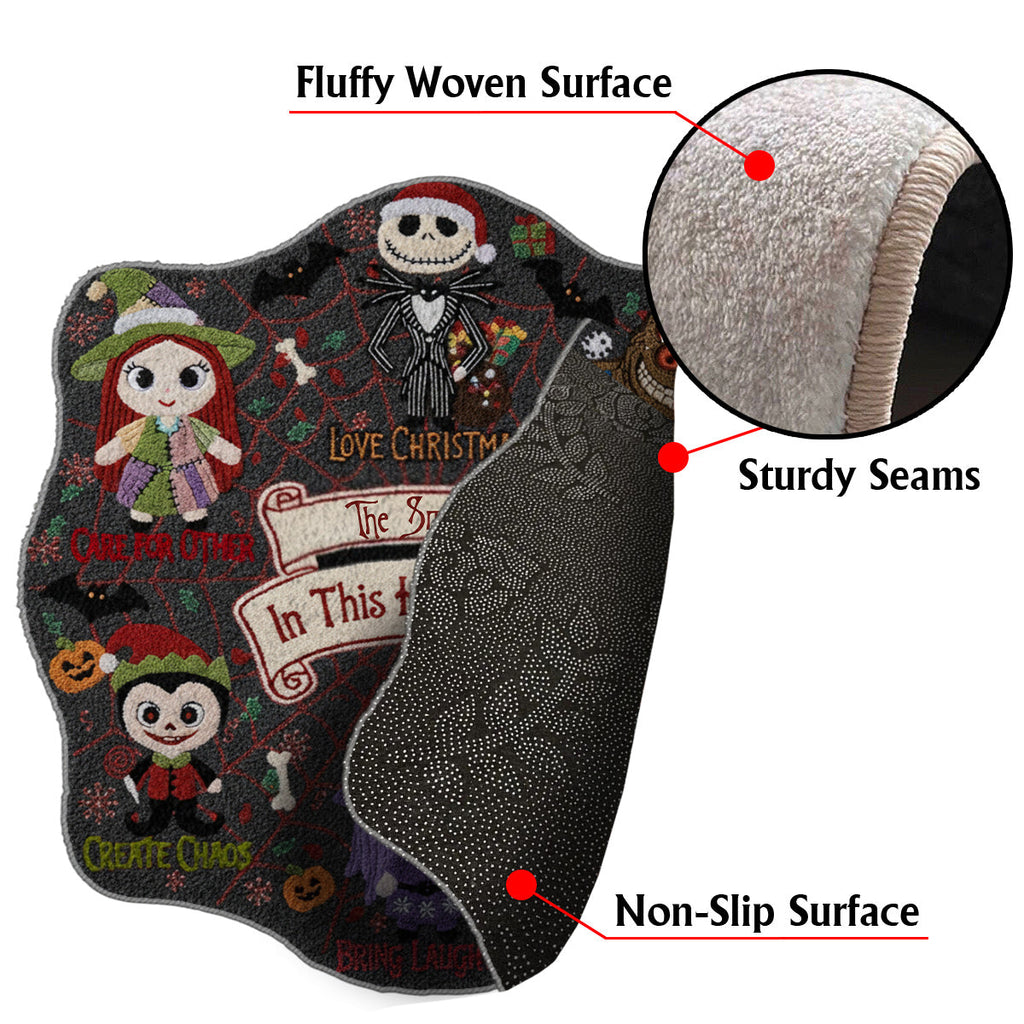 Personalized Nightmare Before Christmas Non-Slip Rug Custom Family Name Halloween Decor Non-Slip Tufted Rug GradoCreations