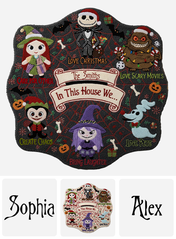 Personalized Nightmare Before Christmas Non-Slip Rug Custom Family Name Halloween Decor Non-Slip Tufted Rug GradoCreations