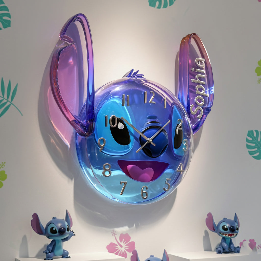 Personalized 3D Ohana LED Light Wall Clock Custom Name Gift LED Light Wall Clock GradoCreations