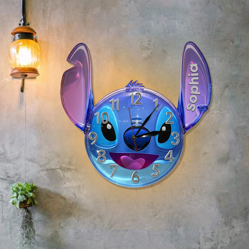 Personalized 3D Ohana LED Light Wall Clock Custom Name Gift LED Light Wall Clock GradoCreations