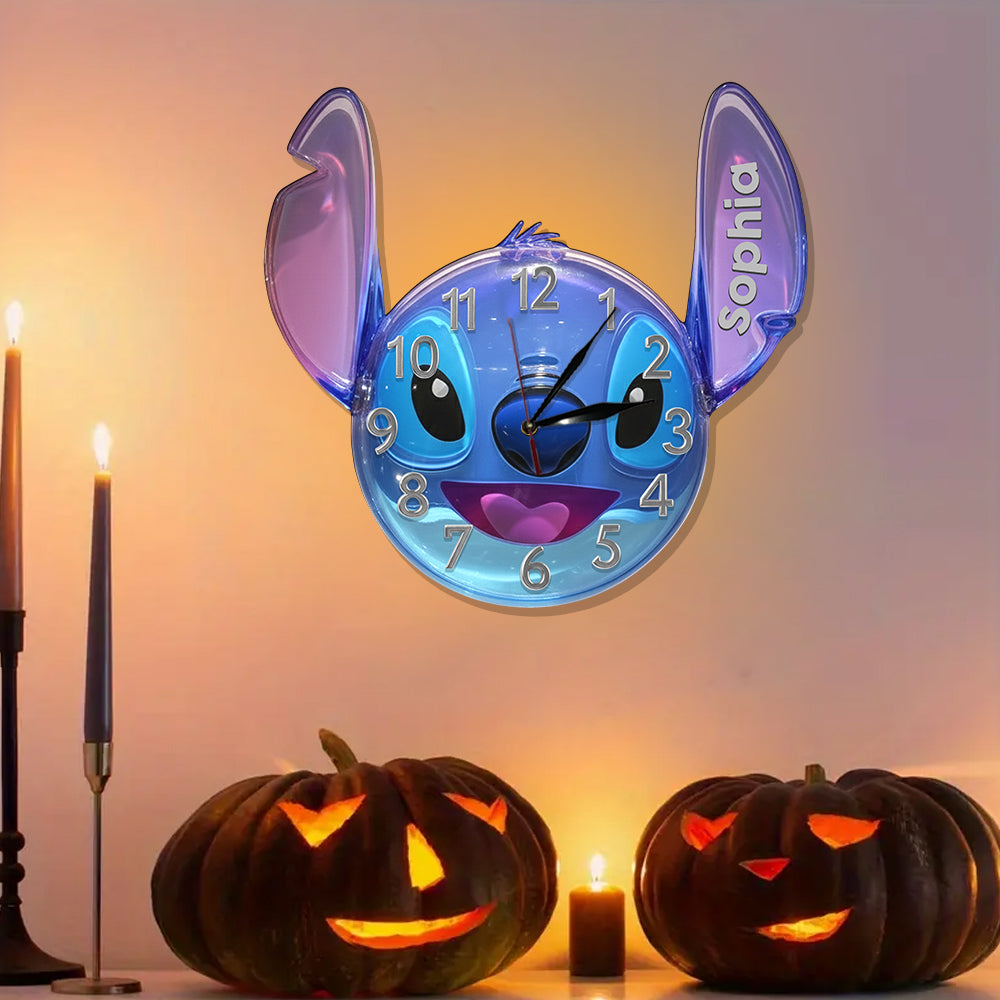 Personalized 3D Ohana LED Light Wall Clock Custom Name Gift LED Light Wall Clock GradoCreations