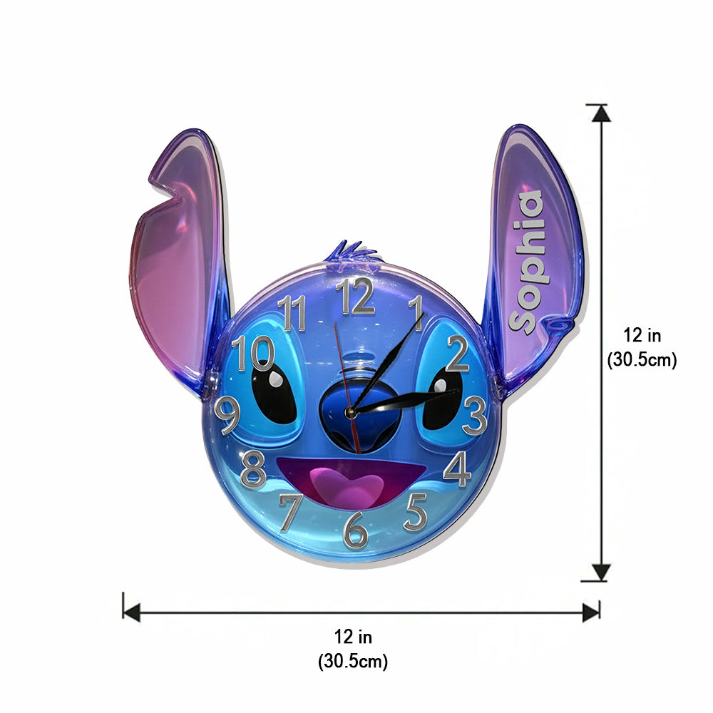Personalized 3D Ohana LED Light Wall Clock Custom Name Gift LED Light Wall Clock GradoCreations