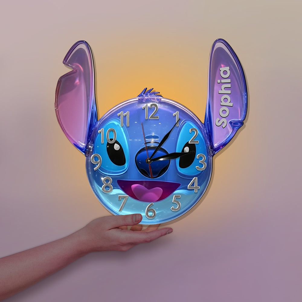 Personalized 3D Ohana LED Light Wall Clock Custom Name Gift LED Light Wall Clock GradoCreations
