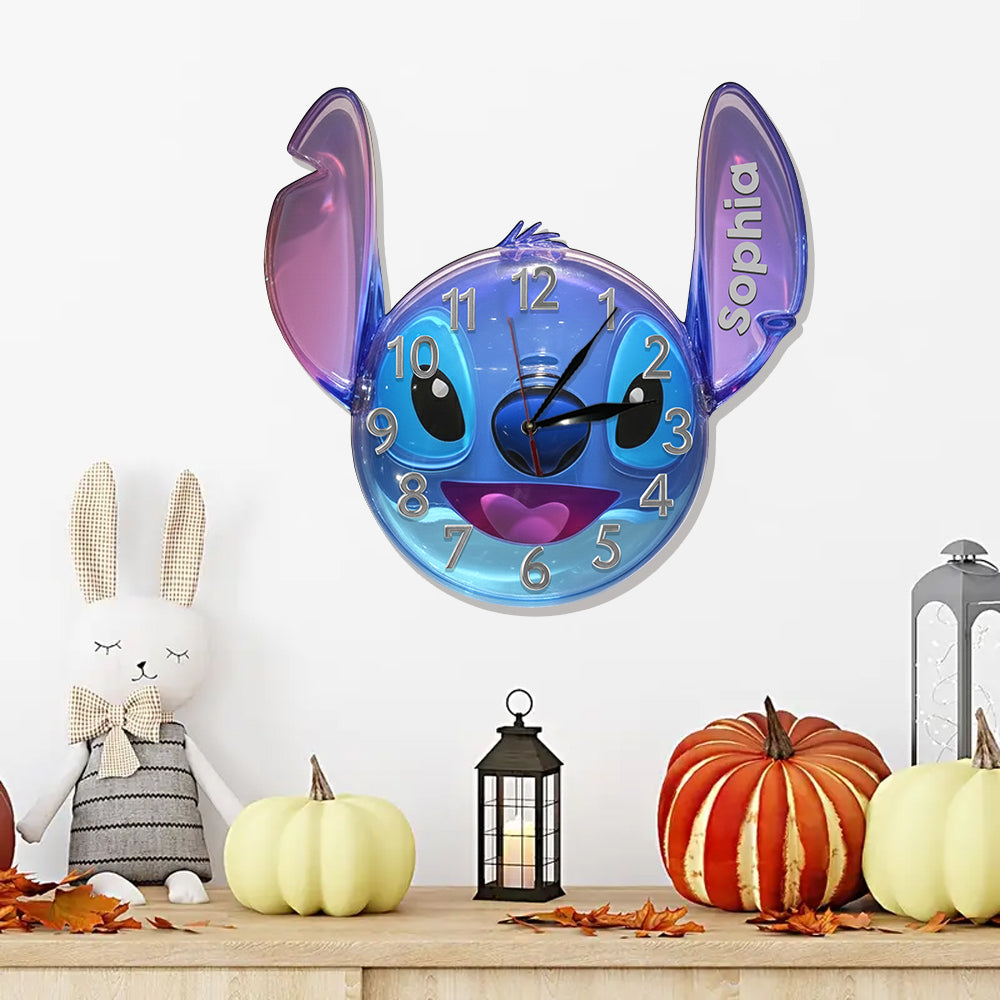Personalized 3D Ohana LED Light Wall Clock Custom Name Gift LED Light Wall Clock GradoCreations