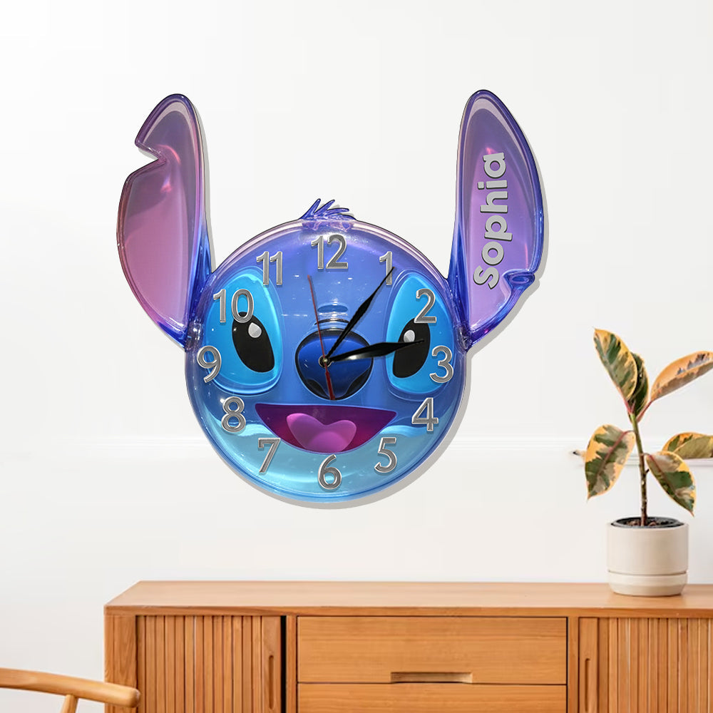 Personalized 3D Ohana LED Light Wall Clock Custom Name Gift LED Light Wall Clock GradoCreations