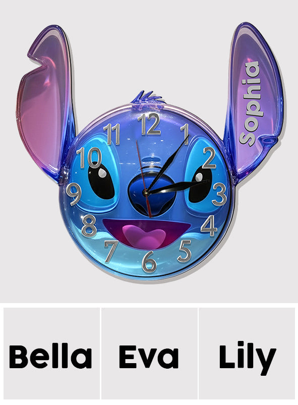 Personalized 3D Ohana LED Light Wall Clock Custom Name Gift LED Light Wall Clock GradoCreations