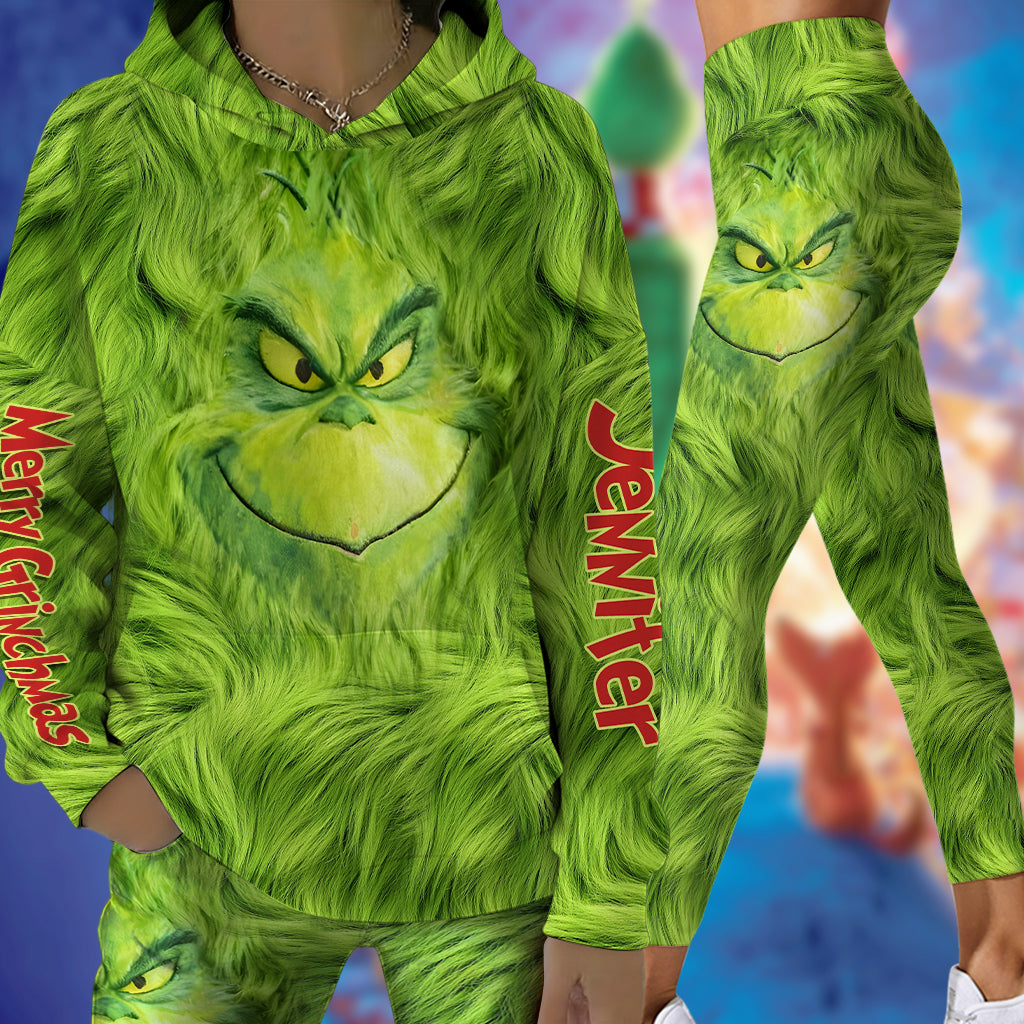 Personalized Grinchmas Hoodie and Leggings Set for Christmas Hoodie & Leggings GradoCreations