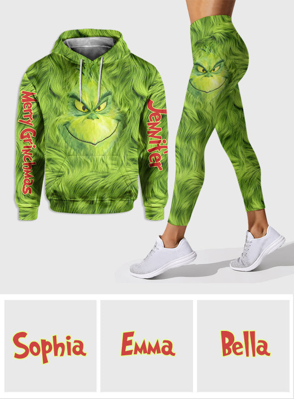 Personalized Grinchmas Hoodie and Leggings Set for Christmas Hoodie & Leggings GradoCreations