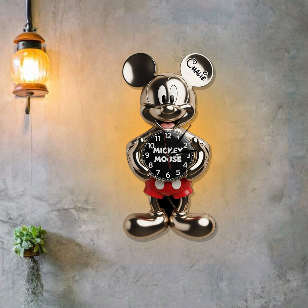 Personalized Disney Mouse LED Wall Clock Custom Name Gift LED Light Wall Clock GradoCreations