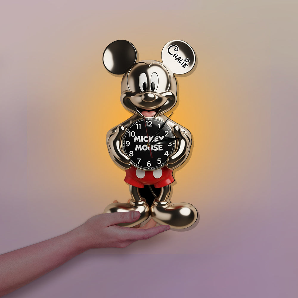 Personalized Disney Mouse LED Wall Clock Custom Name Gift LED Light Wall Clock GradoCreations