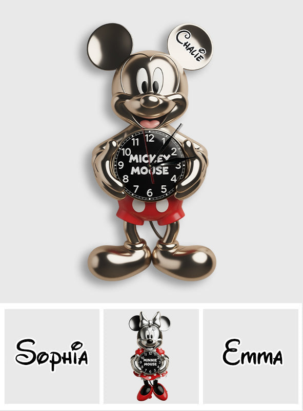 Personalized Disney Mouse LED Wall Clock Custom Name Gift LED Light Wall Clock GradoCreations