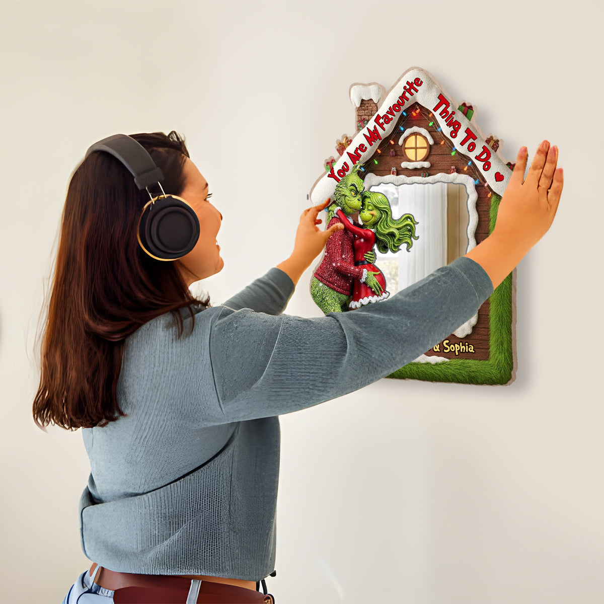 Personalized LED Wall Mirror Christmas Gift with Custom Names Wall Mirror With LED Light GradoCreations