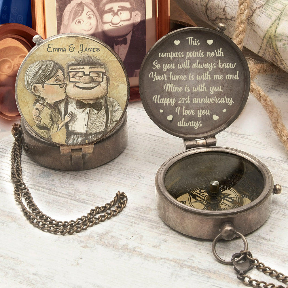 Personalized Couple Compass Gift for Anniversary or Christmas Compass GradoCreations