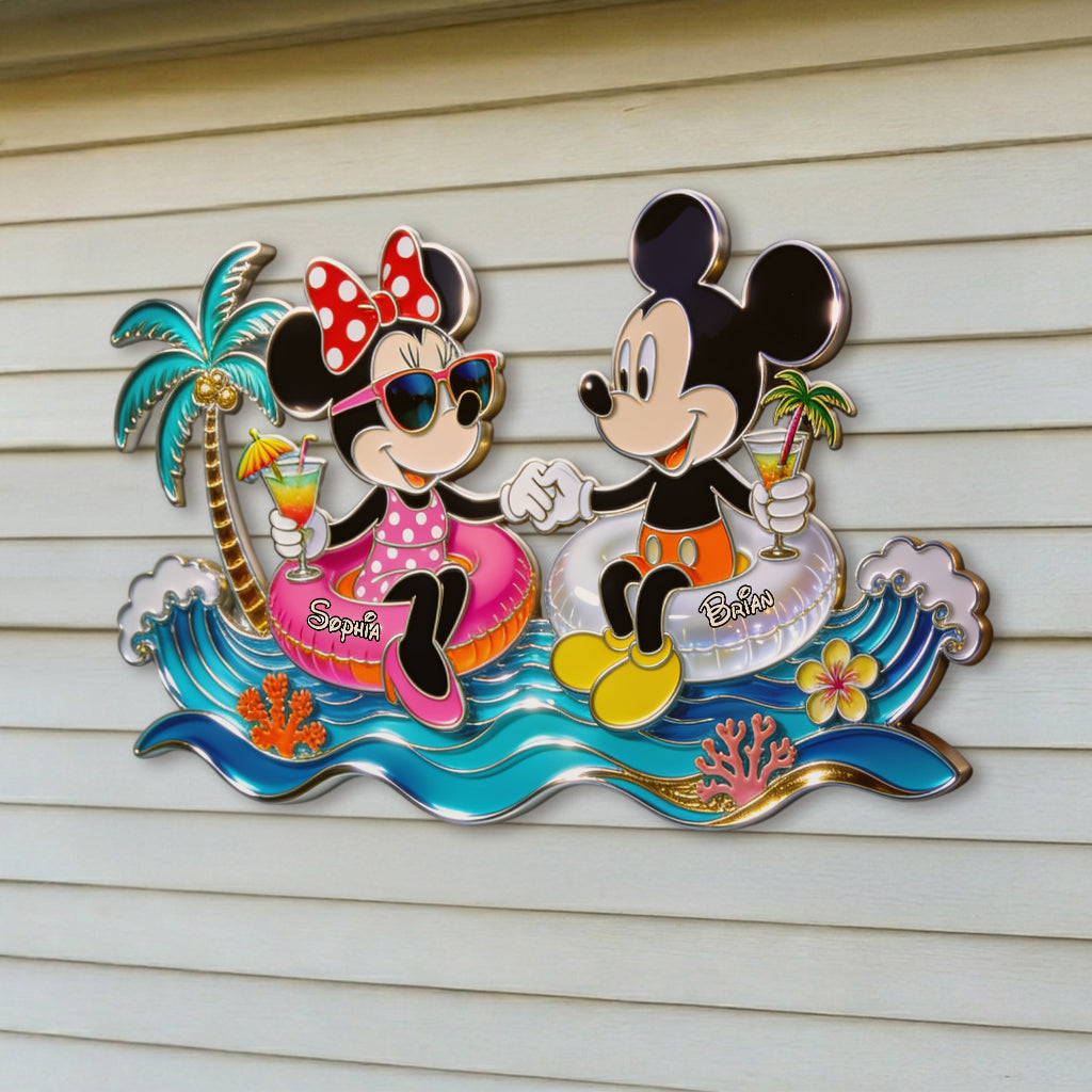 Personalized 3D Printed Metal Sign for Couples - Poolside Decor 3D Printed Cut Metal Sign GradoCreations