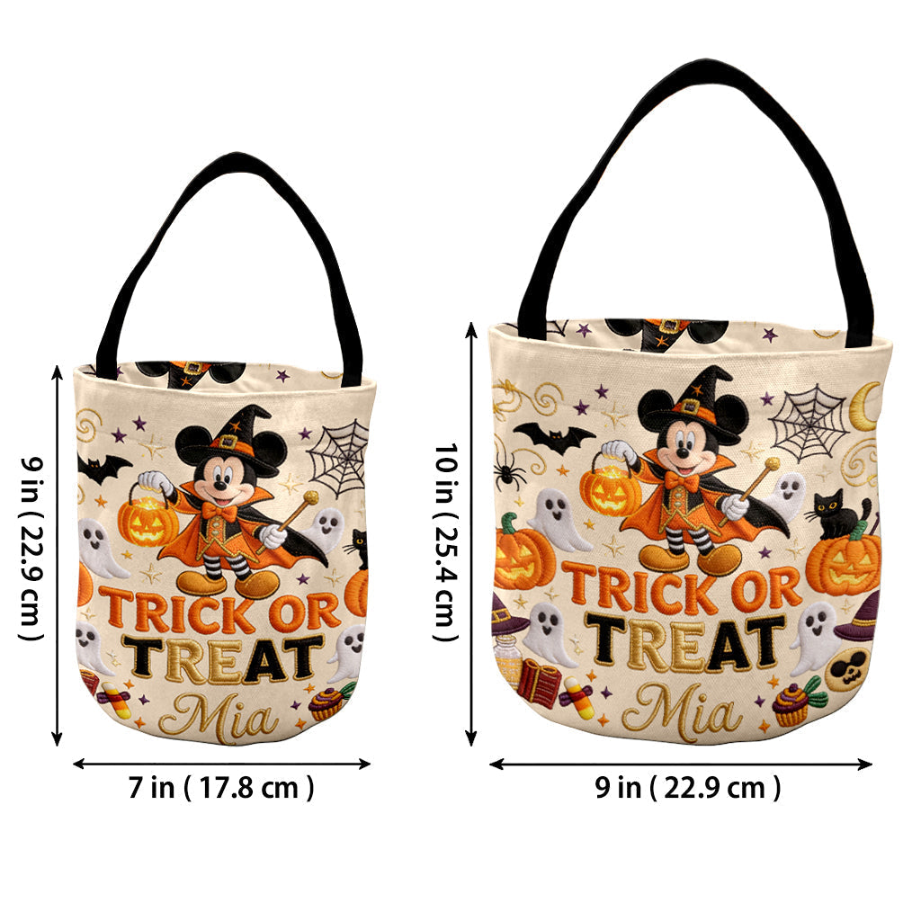 Personalized Halloween Canvas Bucket Bag Custom Name Trick or Treat Gift Canvas Bucket Bag GradoCreations