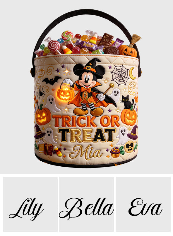 Personalized Halloween Canvas Bucket Bag Custom Name Trick or Treat Gift Canvas Bucket Bag GradoCreations