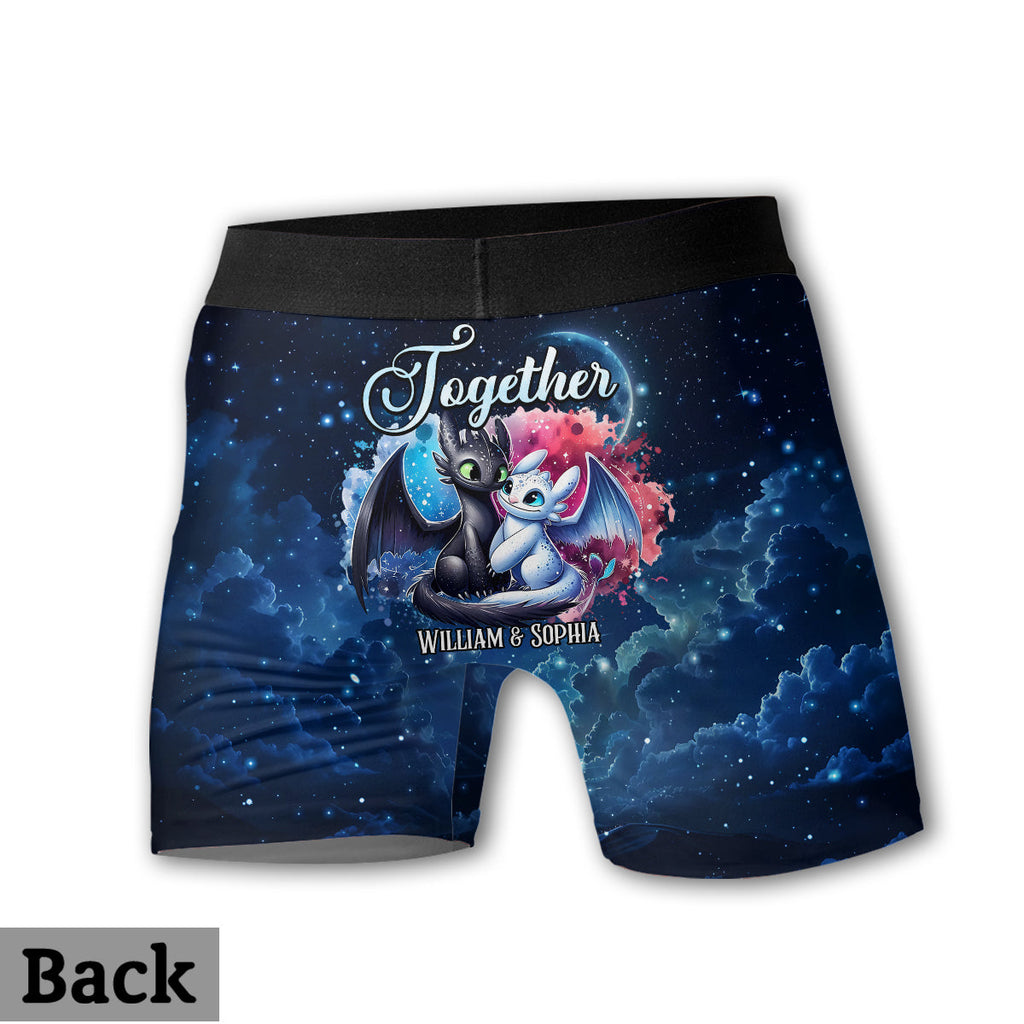 Personalized Dragon Couple Briefs Set Custom Names Gift for Couples Women Briefs & Men Boxer Briefs GradoCreations