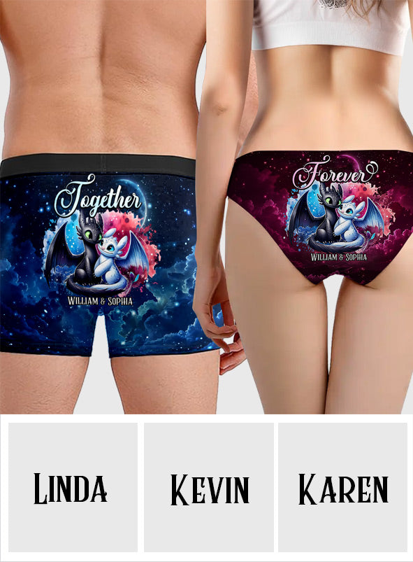 Personalized Dragon Couple Briefs Set Custom Names Gift for Couples Women Briefs & Men Boxer Briefs GradoCreations