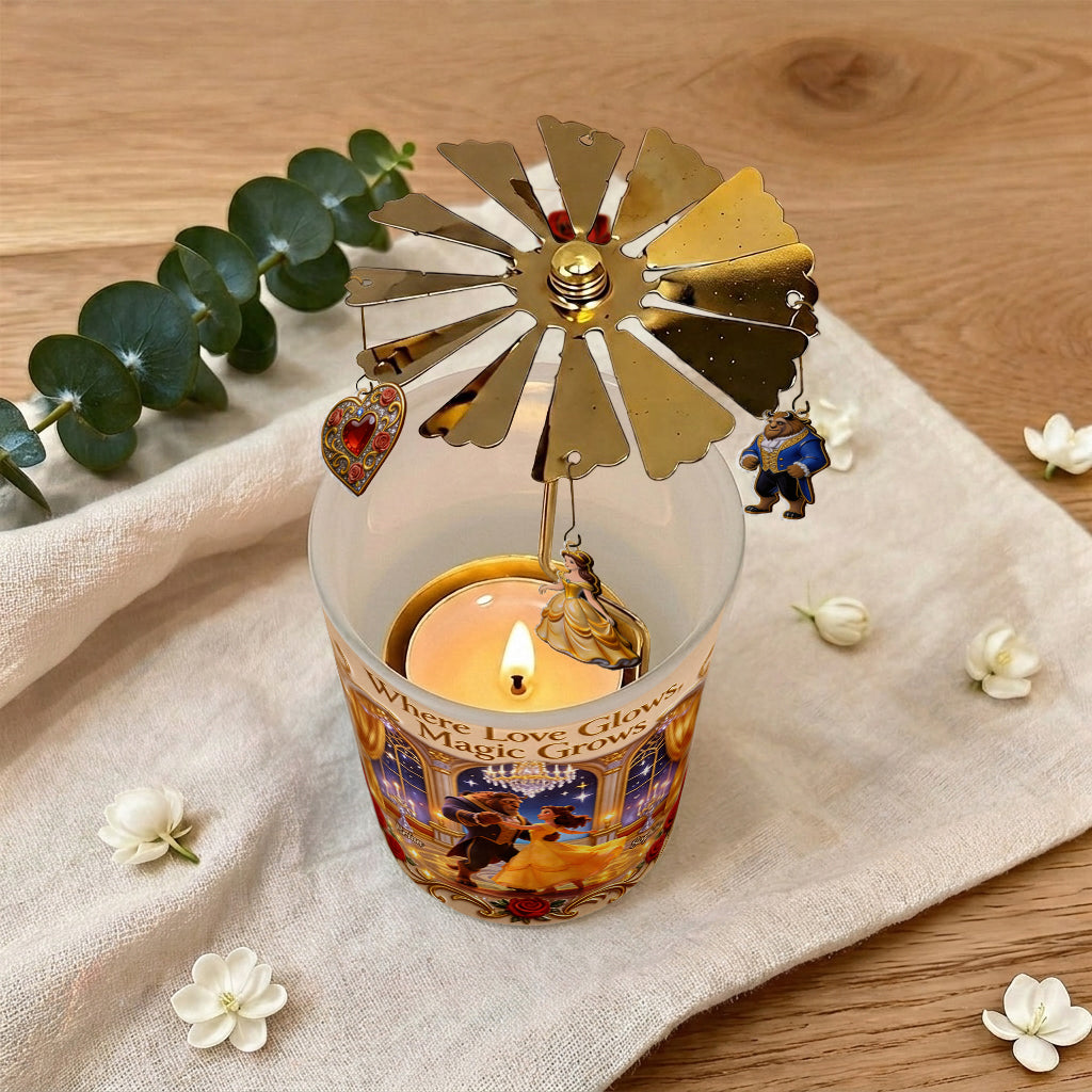 Personalized Beauty and the Beast Spinning Candle Holder Gift Spinning Candle Holder GradoCreations