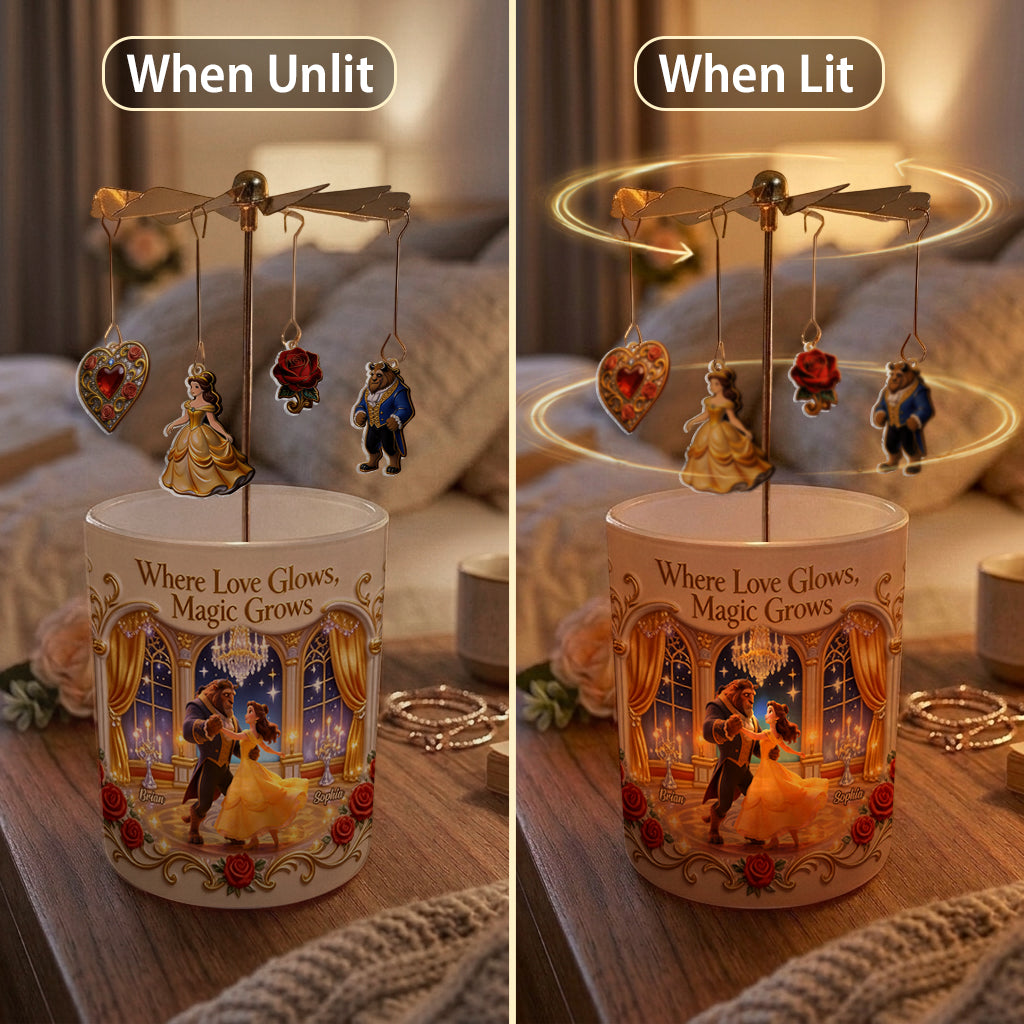 Personalized Beauty and the Beast Spinning Candle Holder Gift Spinning Candle Holder GradoCreations