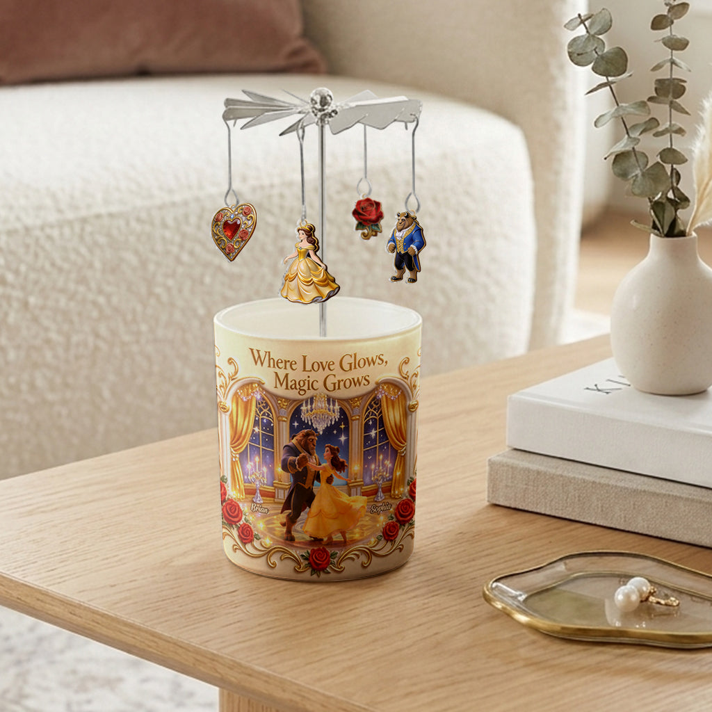 Personalized Beauty and the Beast Spinning Candle Holder Gift Spinning Candle Holder GradoCreations