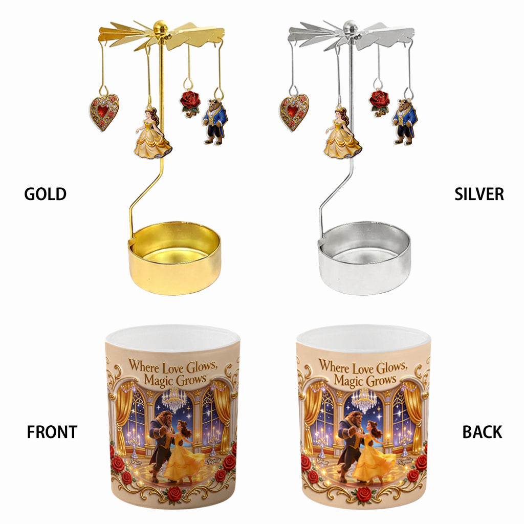 Personalized Beauty and the Beast Spinning Candle Holder Gift Spinning Candle Holder GradoCreations