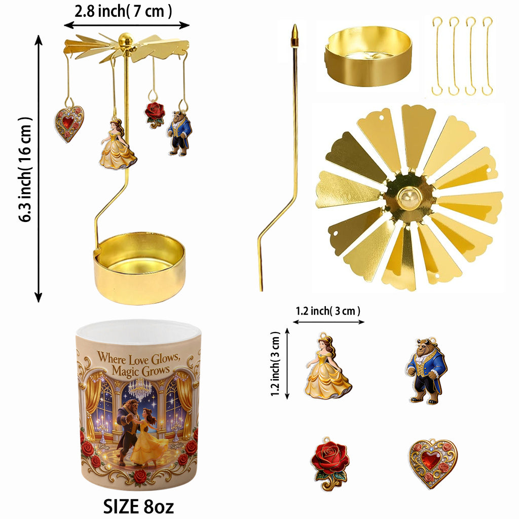 Personalized Beauty and the Beast Spinning Candle Holder Gift Spinning Candle Holder GradoCreations