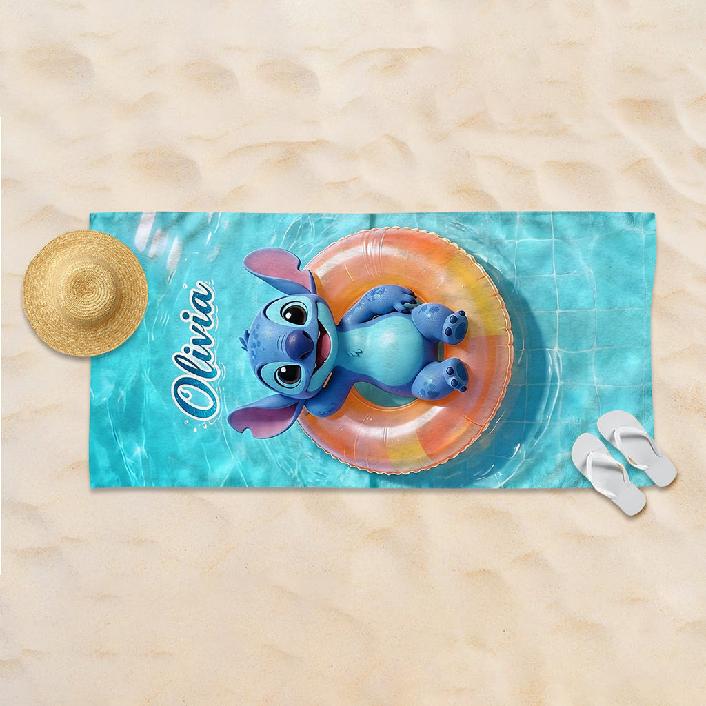 Personalized Tropical Alien Quick-Dry Beach Towel for Kids Beach Towel GradoCreations