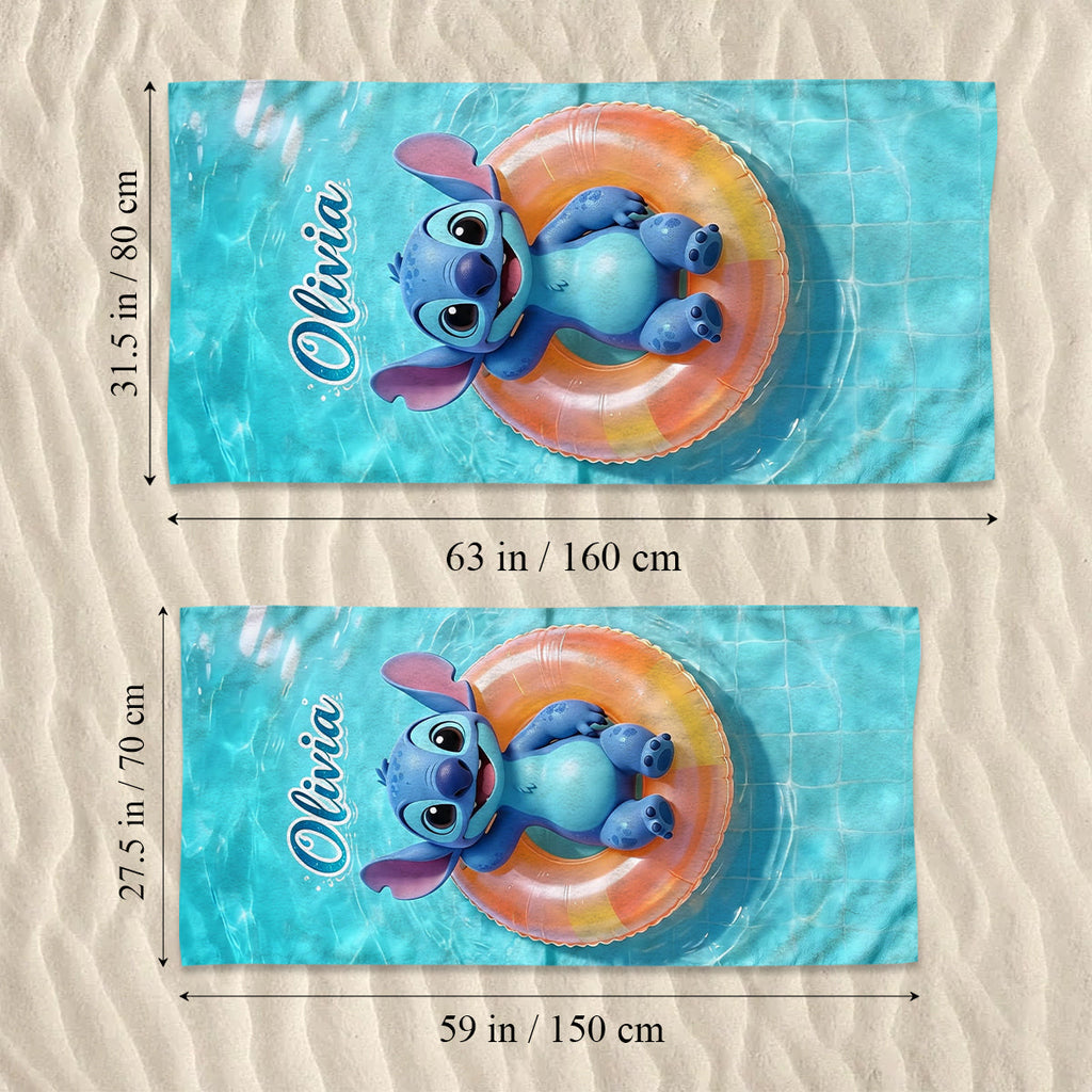 Personalized Tropical Alien Quick-Dry Beach Towel for Kids Beach Towel GradoCreations