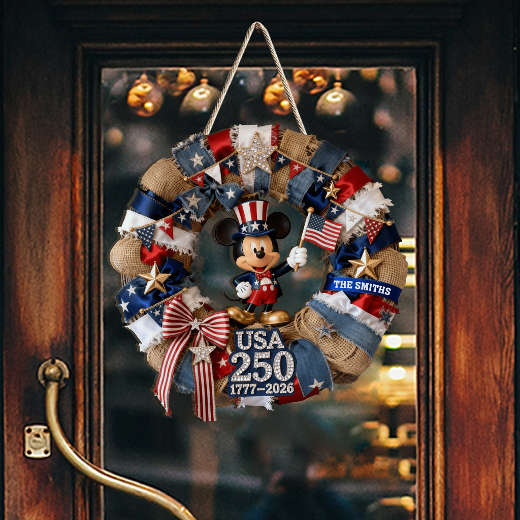 Personalized Patriotic Mouse Wood Sign Custom Name Gift for 250th Anniversary Wood Sign GradoCreations