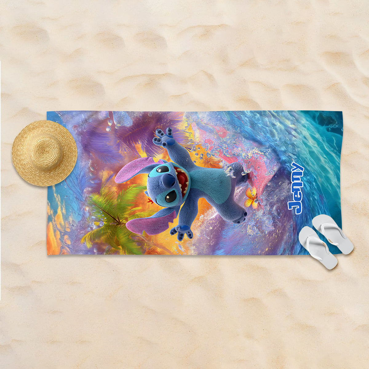Personalized Quick-Dry Beach Towel Custom Name Ohana Gift Beach Towel GradoCreations