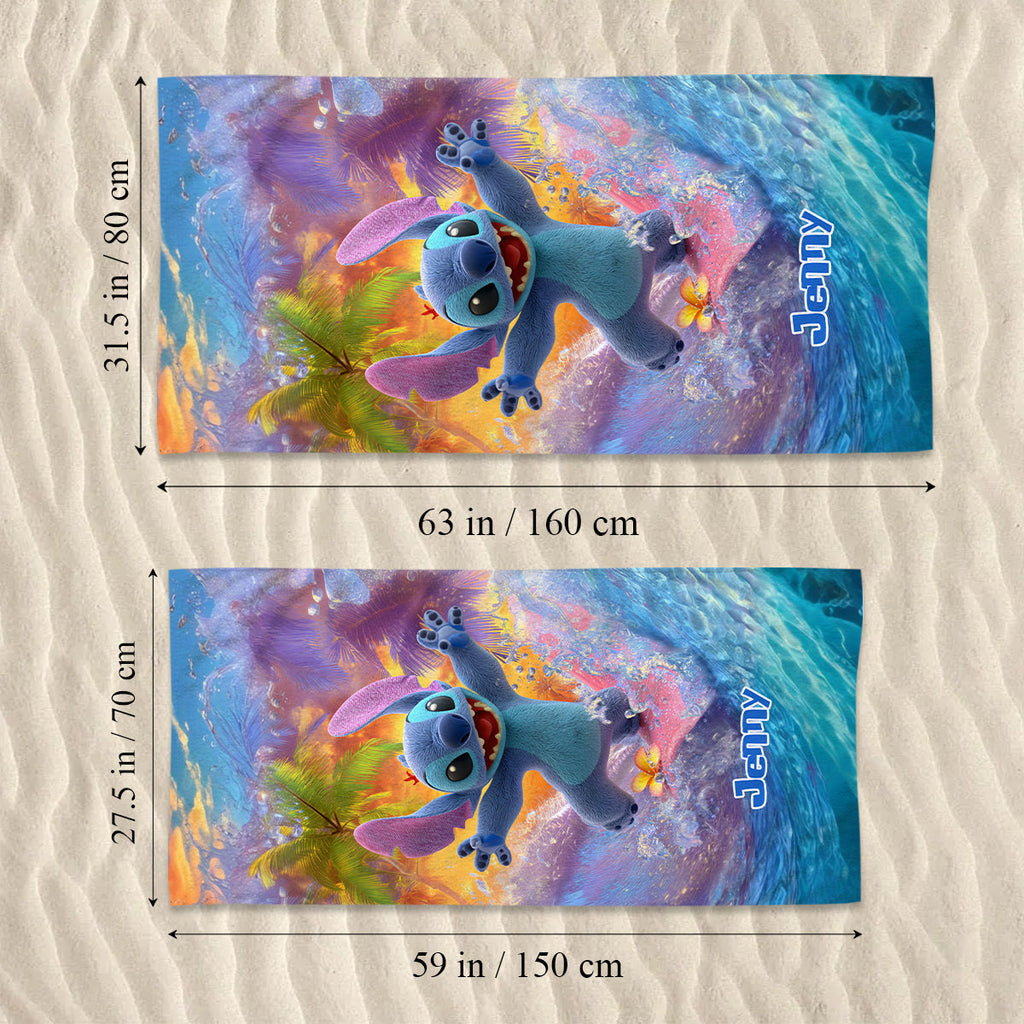 Personalized Quick-Dry Beach Towel Custom Name Ohana Gift Beach Towel GradoCreations