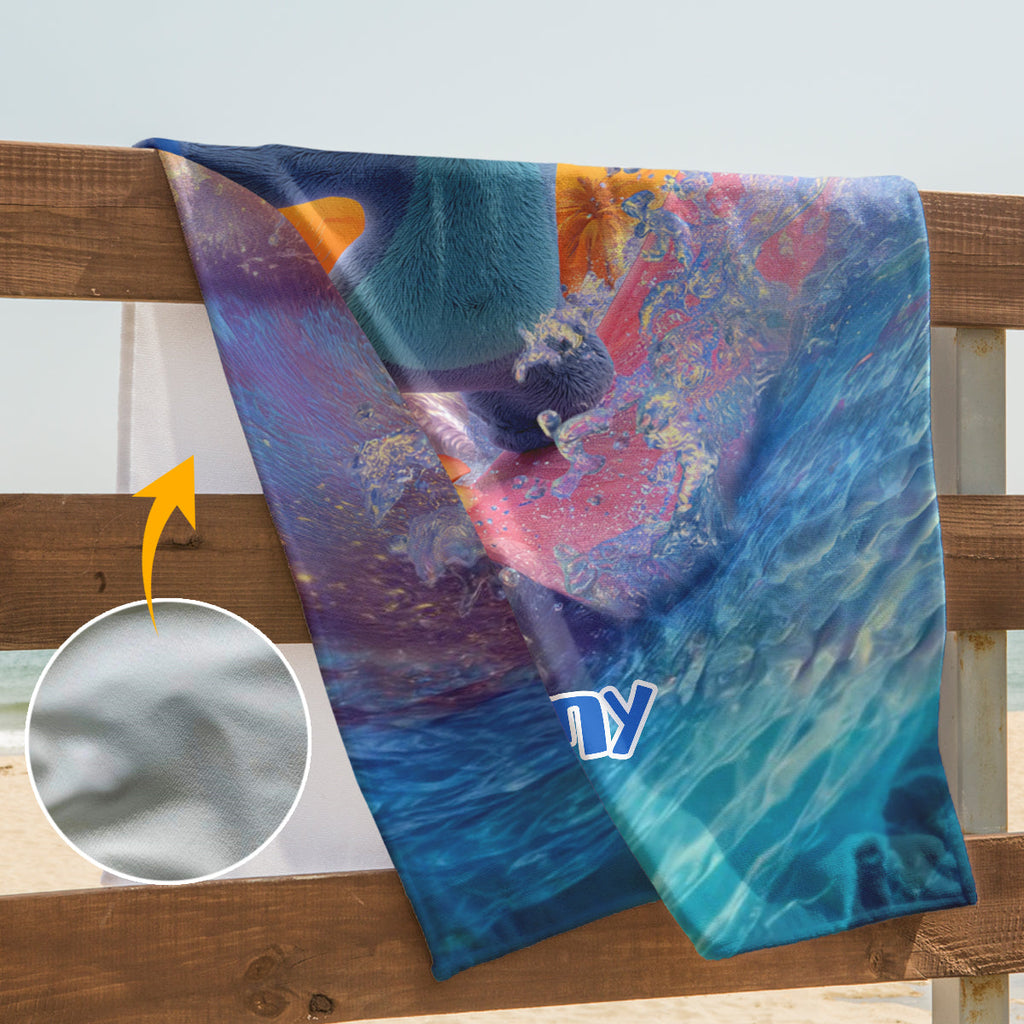 Personalized Quick-Dry Beach Towel Custom Name Ohana Gift Beach Towel GradoCreations