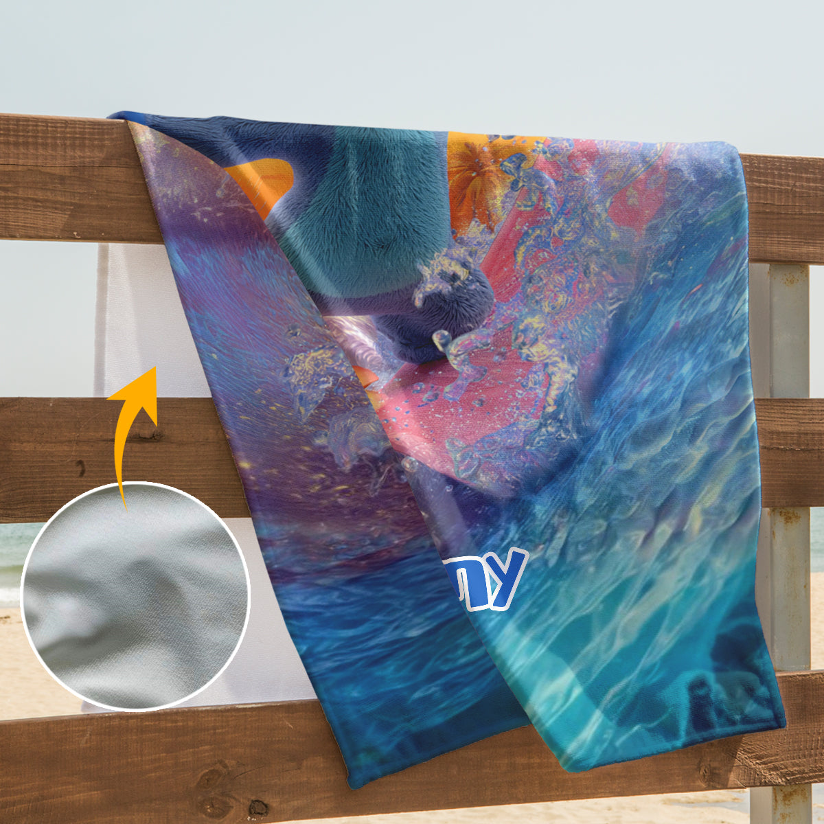 Personalized Quick-Dry Beach Towel Custom Name Ohana Gift Beach Towel GradoCreations