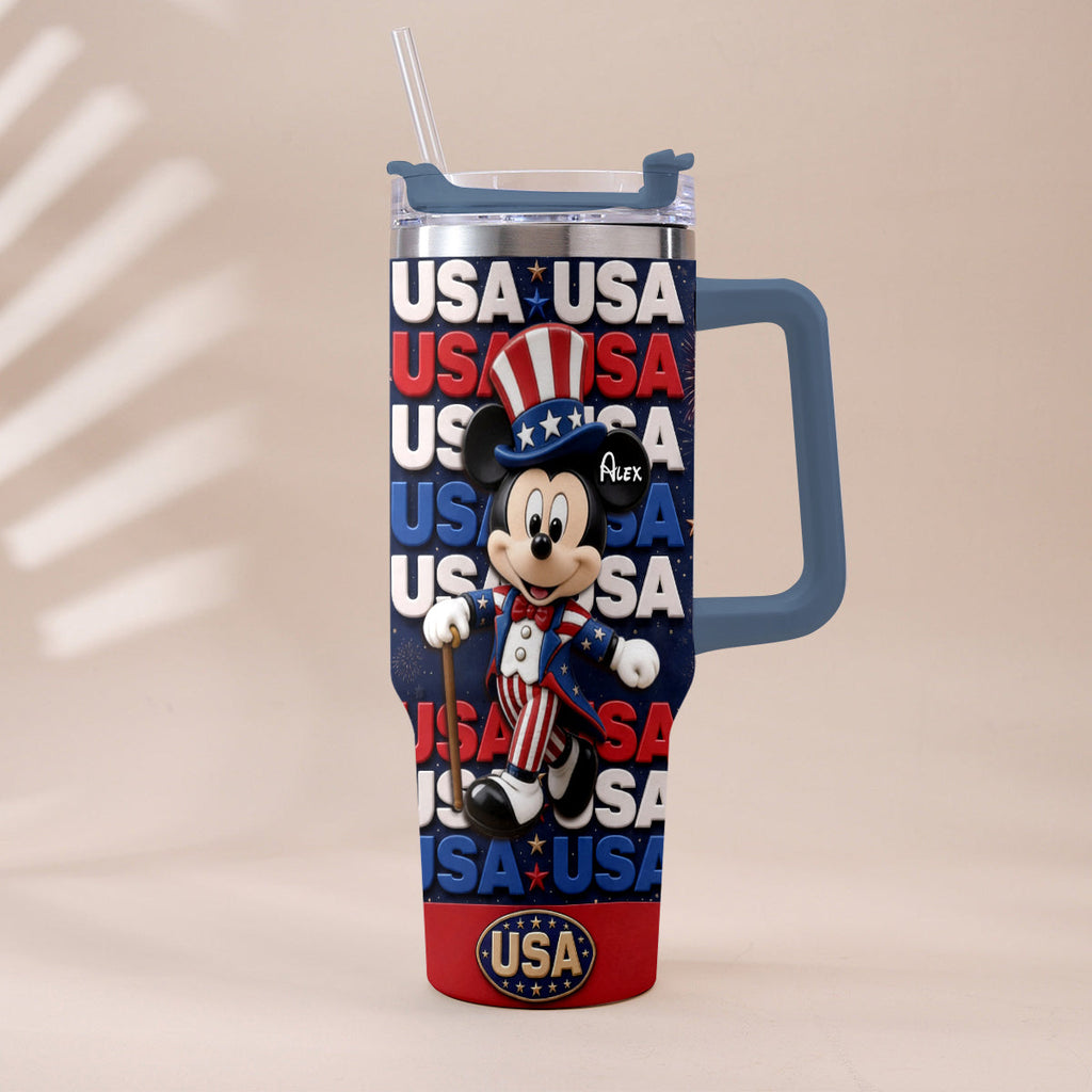 Personalized Cartoon Mouse Tumbler with Plush Charm for 4th of July Gift Tumbler With Plush Charm GradoCreations