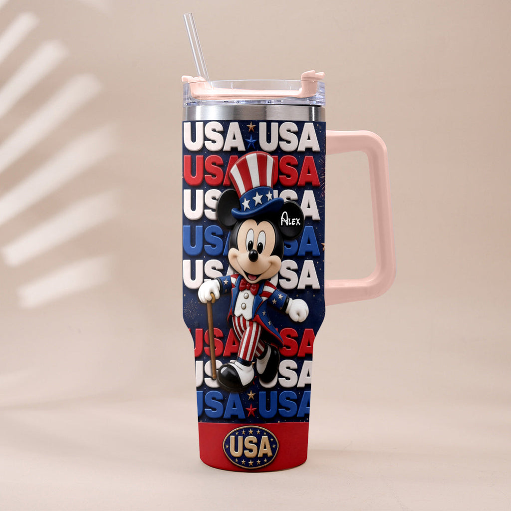 Personalized Cartoon Mouse Tumbler with Plush Charm for 4th of July Gift Tumbler With Plush Charm GradoCreations