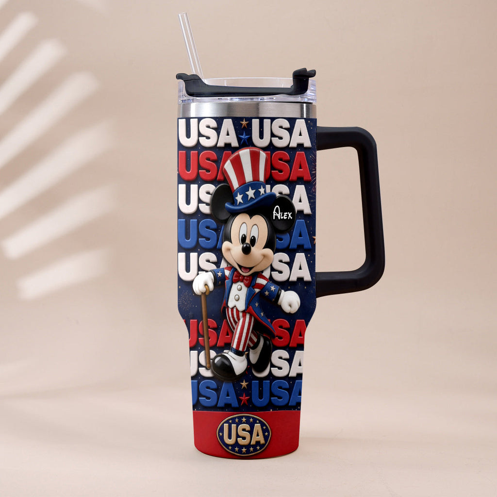 Personalized Cartoon Mouse Tumbler with Plush Charm for 4th of July Gift Tumbler With Plush Charm GradoCreations