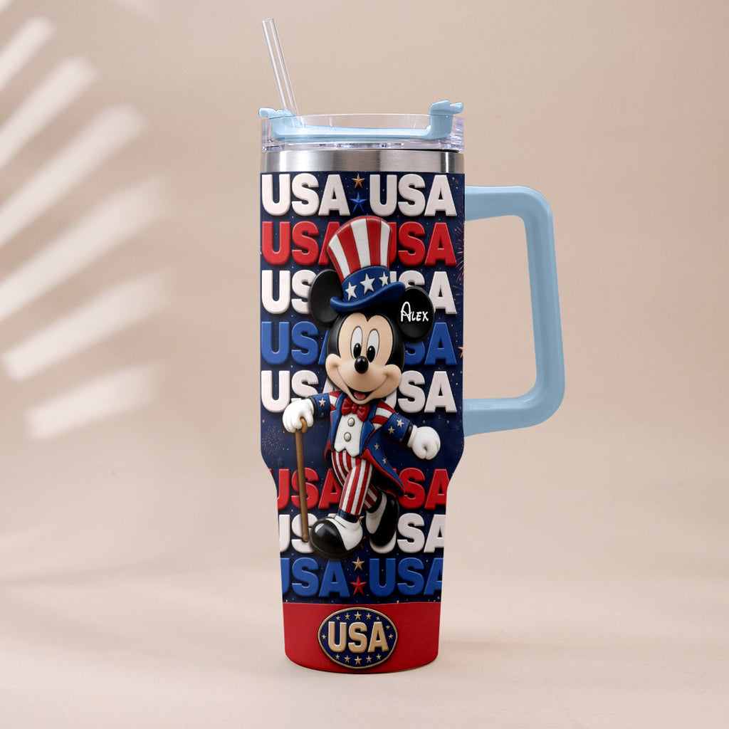 Personalized Cartoon Mouse Tumbler with Plush Charm for 4th of July Gift Tumbler With Plush Charm GradoCreations