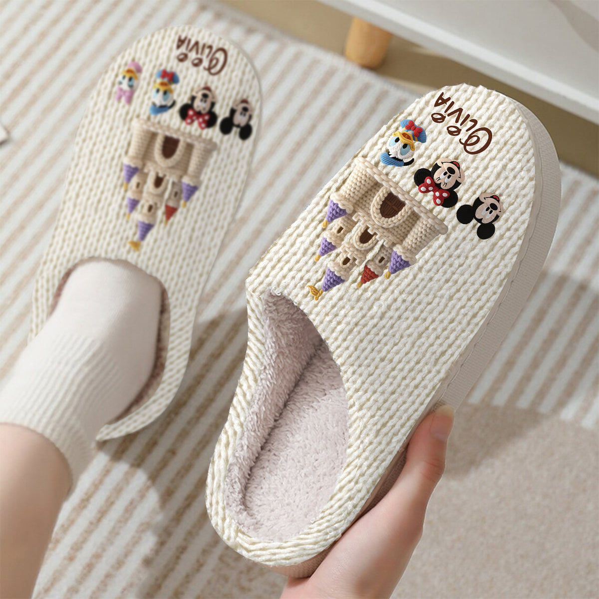 Personalized Disney Mouse Slippers Custom Name Gift for Kids Slippers GradoCreations