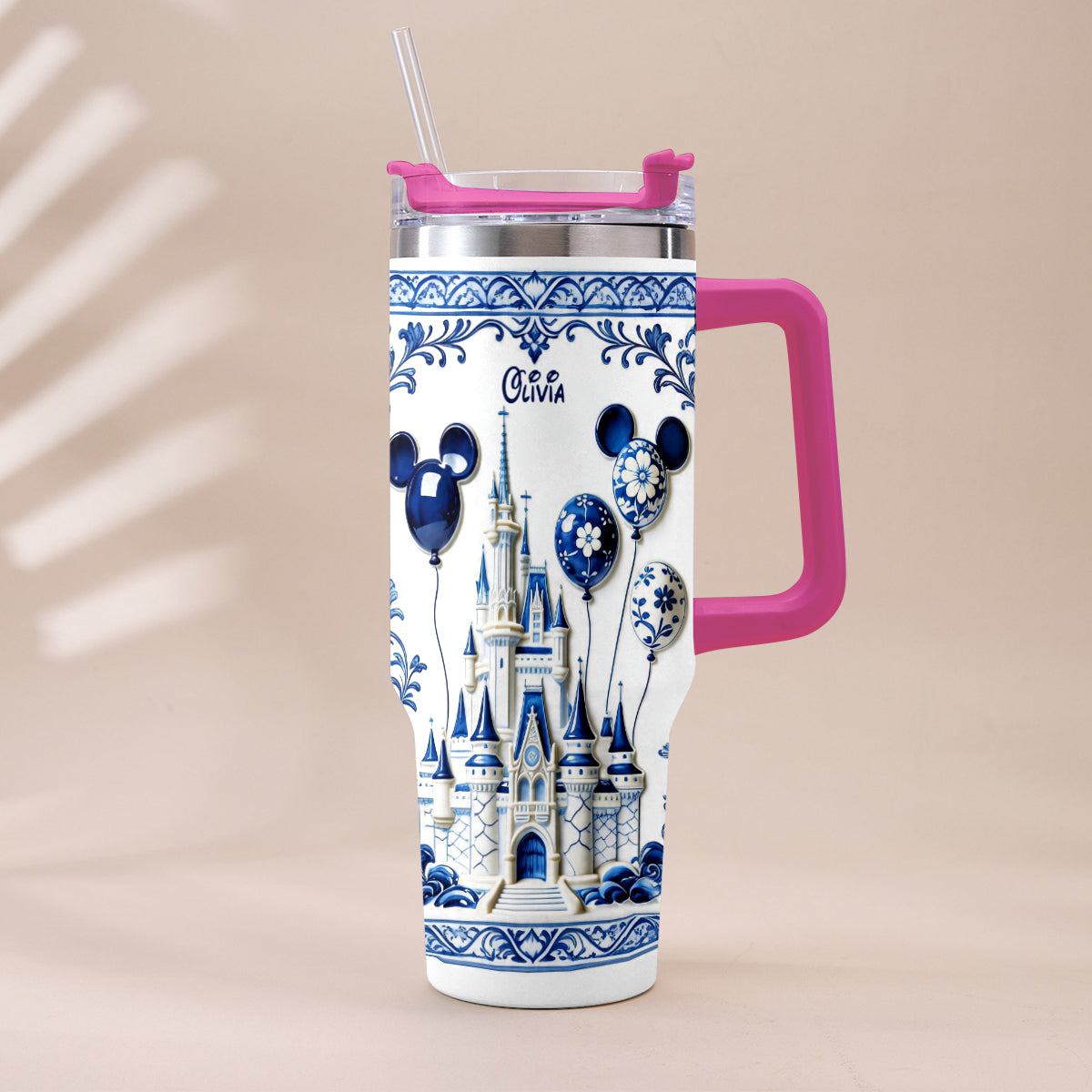 Personalized Castle Tumbler with Plush Charm Gift for Kids Tumbler With Plush Charm GradoCreations