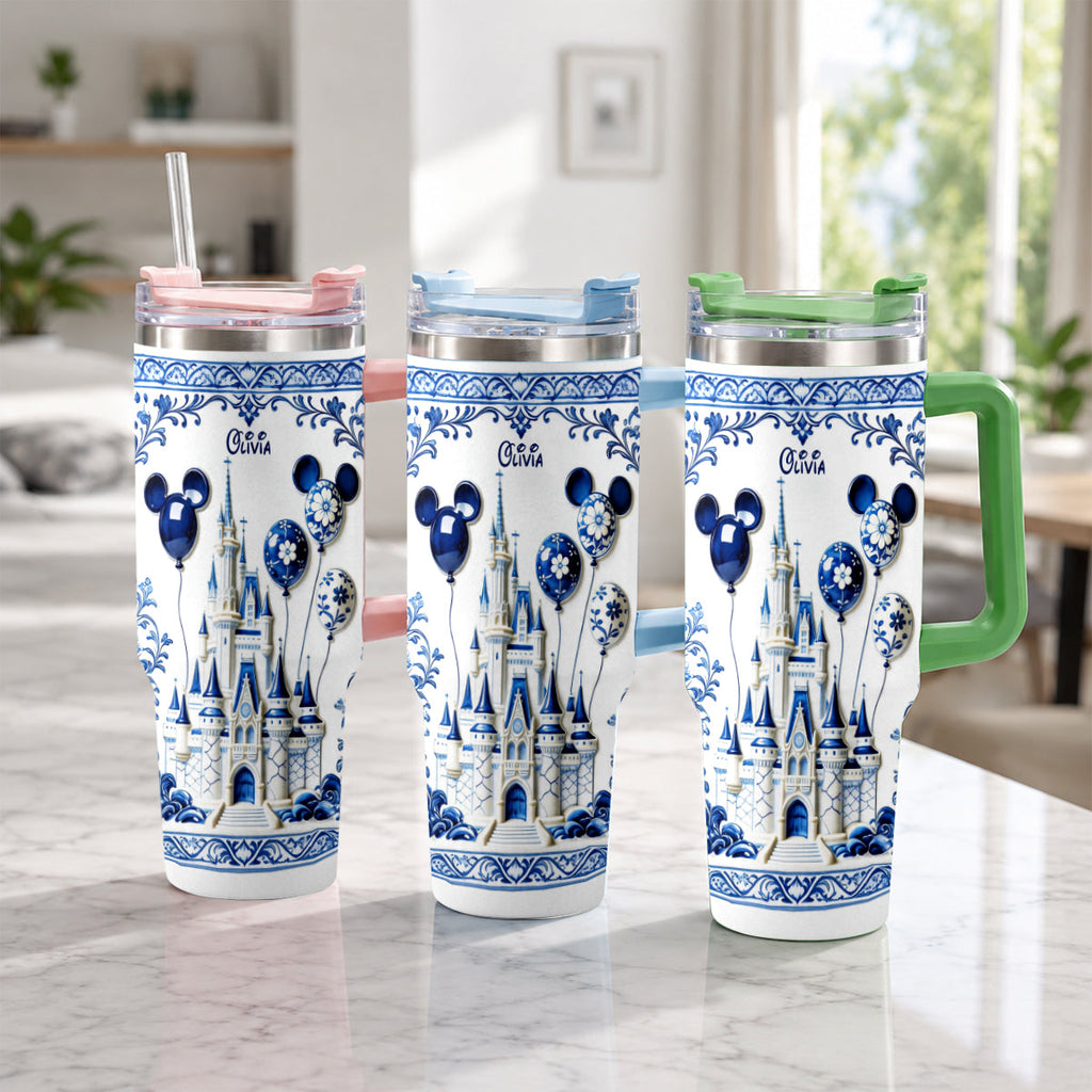 Personalized Castle Tumbler with Plush Charm Gift for Kids Tumbler With Plush Charm GradoCreations