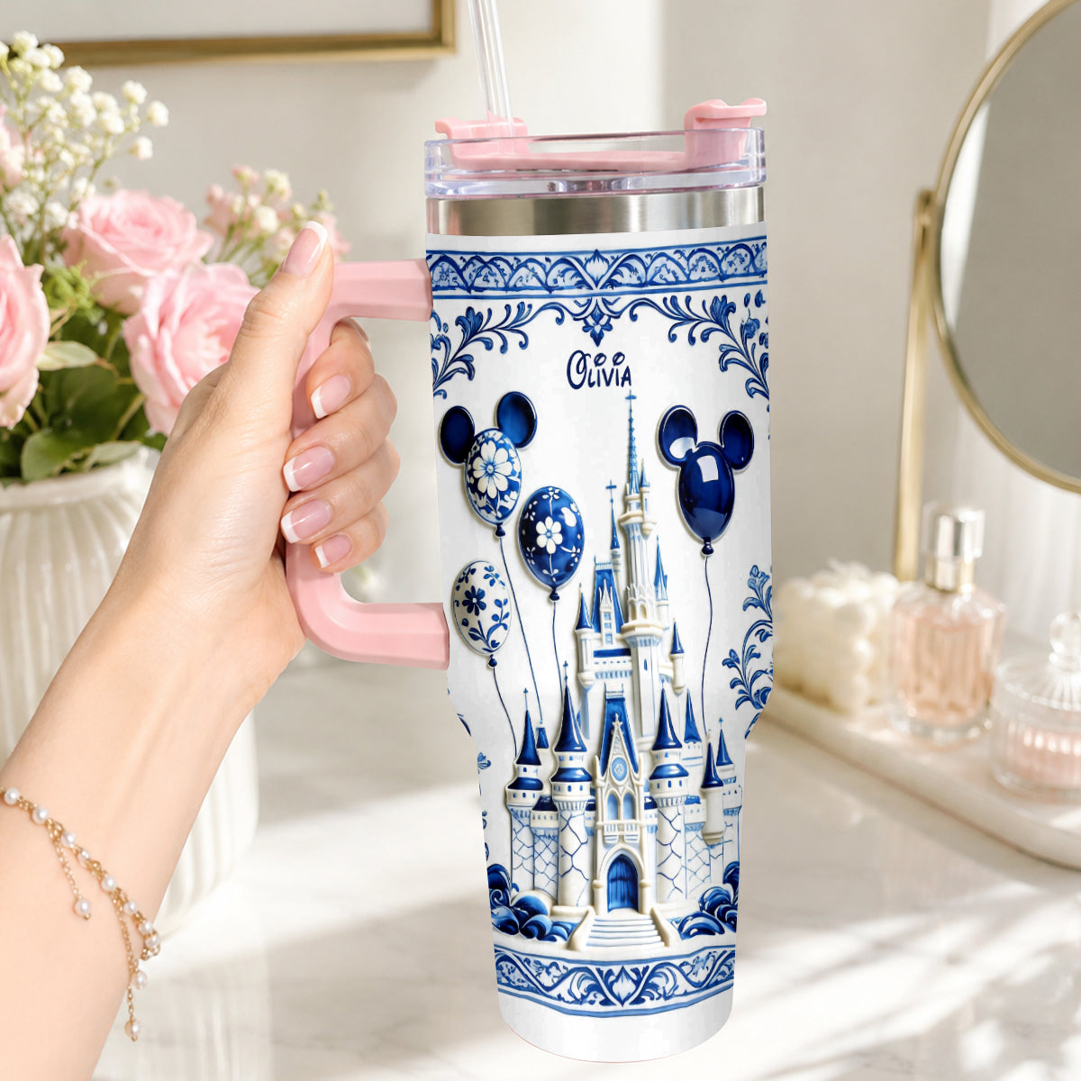 Personalized 40oz Tumbler with Handle for Movie Fans Gift Tumbler GradoCreations