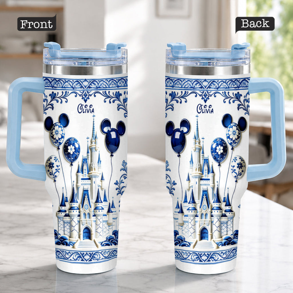 Personalized Castle Tumbler with Plush Charm Gift for Kids Tumbler With Plush Charm GradoCreations