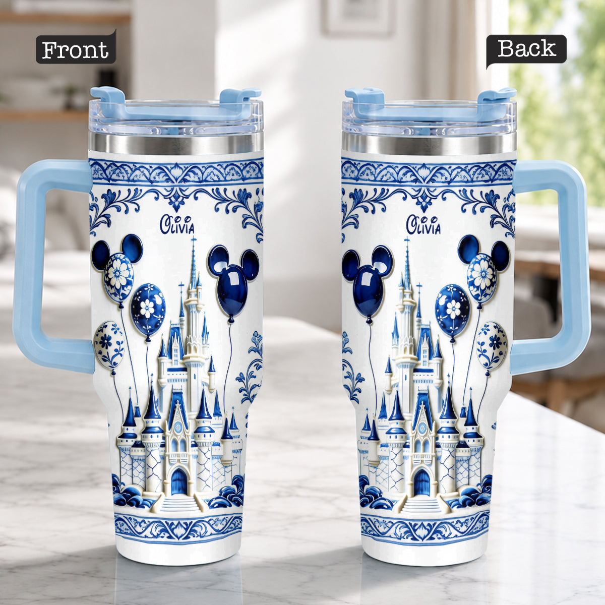 Personalized Castle Tumbler with Plush Charm Gift for Kids Tumbler With Plush Charm GradoCreations
