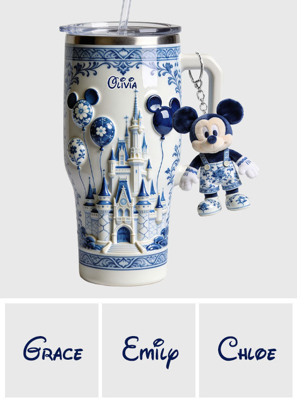 Personalized Castle Tumbler with Plush Charm Gift for Kids Tumbler With Plush Charm GradoCreations